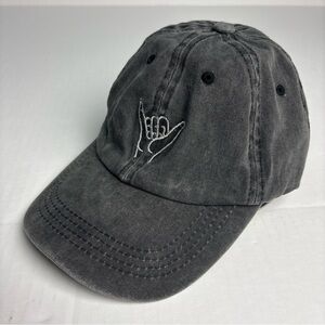 Hang Loose Shaka Women Baseball Hat Gray Distressed Mineral Wash Embroidered